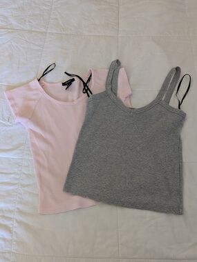 Forever 21 Light Pink Ribbed Short Sleeve Top Bundle. Size (S)